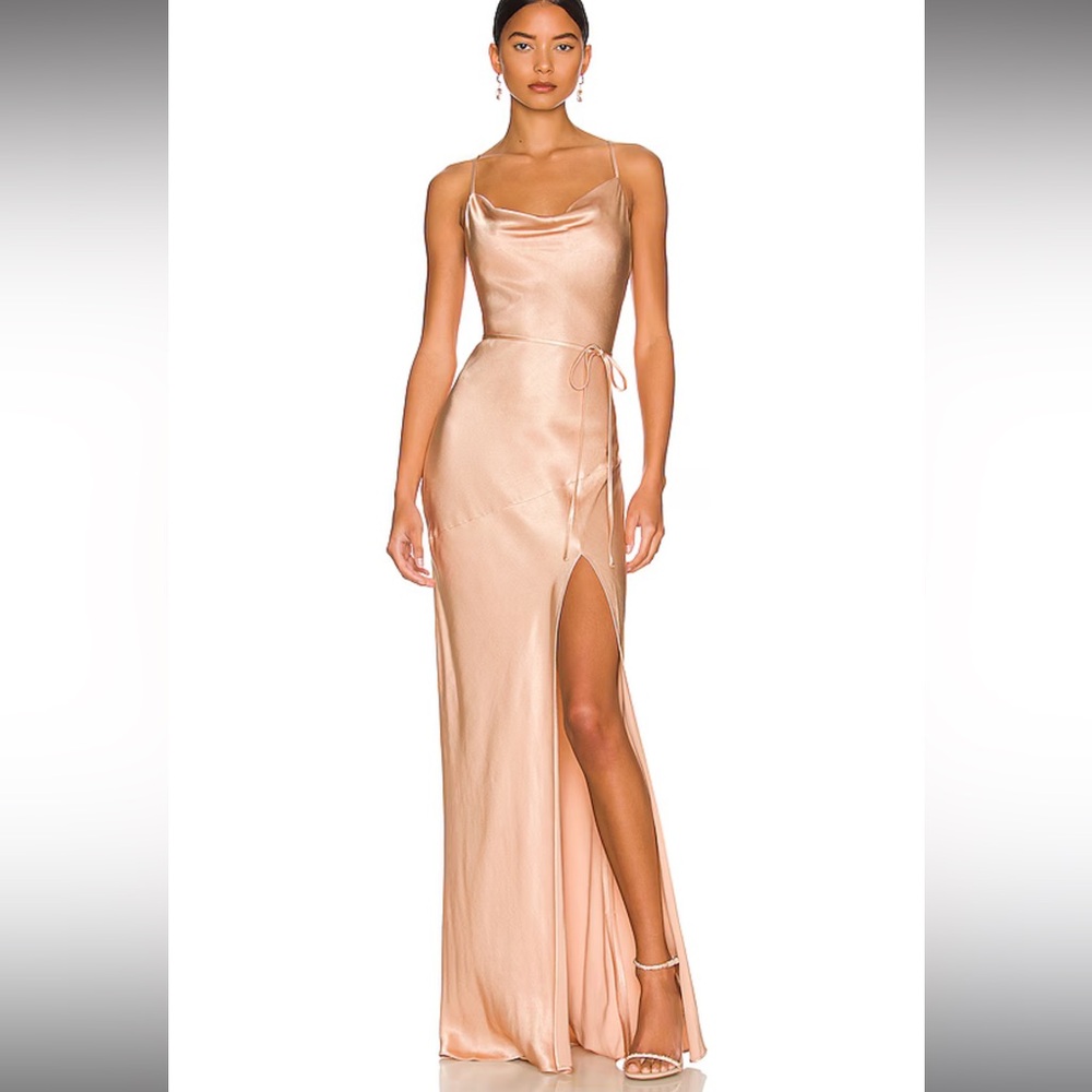 La Lune Bias Cowl Maxi Dress